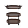 thumbnail image 6 of DecMode 25" x 30" Brown Wood Rolling Oval 3 Shelf Bar Cart with Black Metal Frame, 1-Piece, 6 of 14