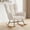 Beige, variant on EDX Teddy Upholstered Rocking Accent Chair with Winged Back, Cozy Indoor Glider Seat for Reading, Bedroom, Living Room or Office, Pink
