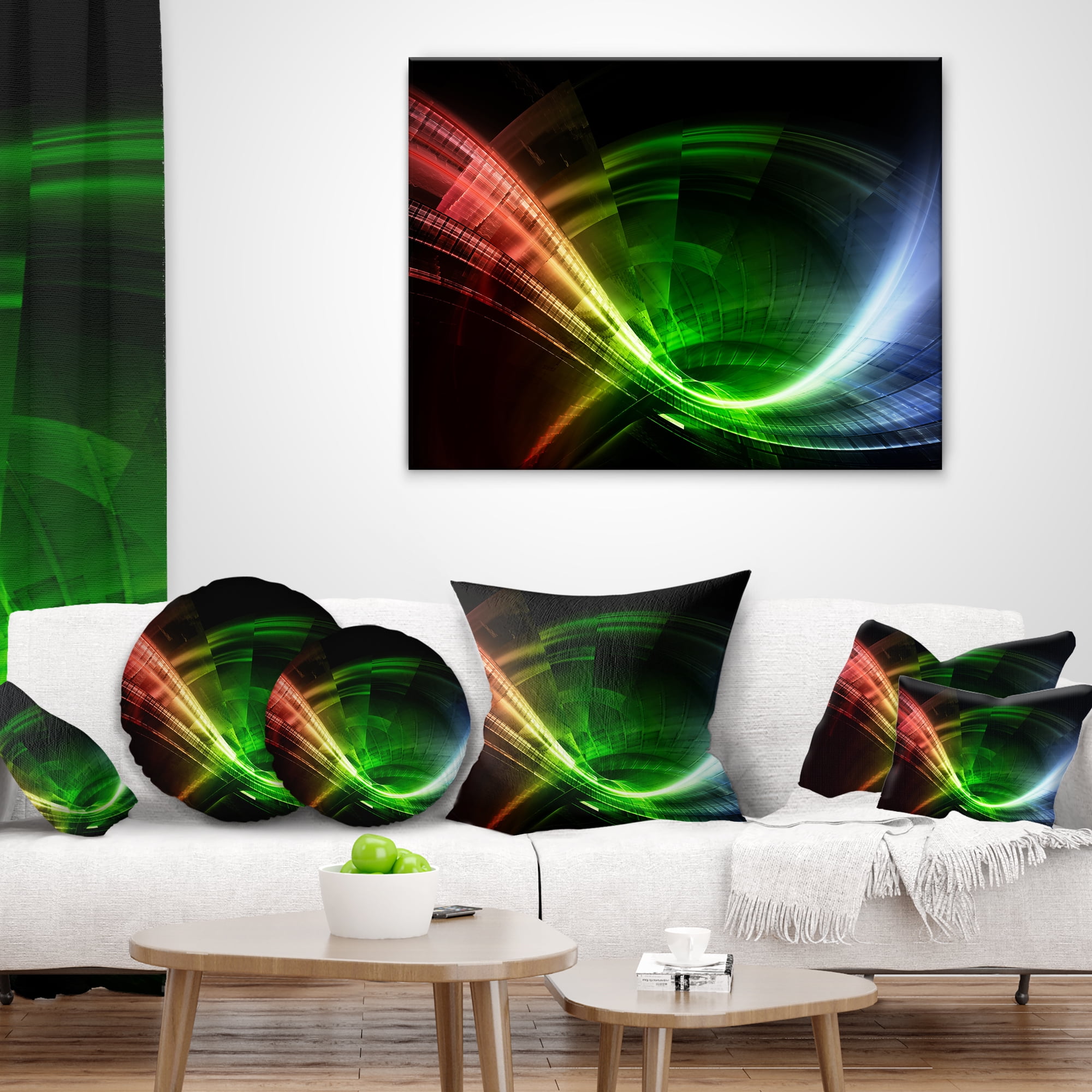 Designart Fractal 3D Colorful Tunnel - Contemporary Throw Pillow - 18x18