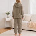 thumbnail image 5 of Enjoytime Winter Pajamas for Women Heart Textured Fleece Comfy 2 Piece Sleepwear Long Sleeve Hooded Tops with Cuff Jogger Pants Warm Loungewear Sets, 5 of 8