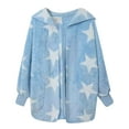 thumbnail image 2 of Patlollav Womens Pocket Five-Pointed Star Cardigan Plush Stitching Jacket Coat, 2 of 6