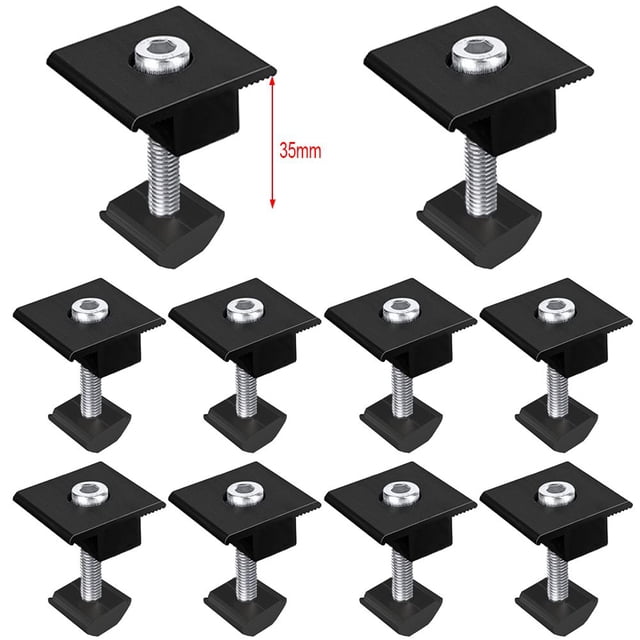 Pince Centrale de Fixation d'Extrémité de Module Solaire Réglable Noir 30mm/35mm