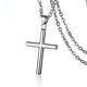 thumbnail image 1 of (F)Collar de cruz de acero inoxidable para hombres y mujeres, collar de cadena con colgante de oración del Señor, 1 of 5