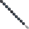 thumbnail image 2 of 14K Solid White Gold 6mm Black Round Akoya Saltwater Cultured Pearl Necklace Chain, 2 of 4