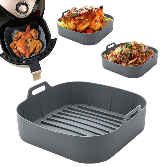 Silicone Air Fryer Baking Pan Liners with Handles Food-Grade Silicone Oven Liner Non-Stick Reusable Airfryer Accessories for 4-6 Qt Air Fryers