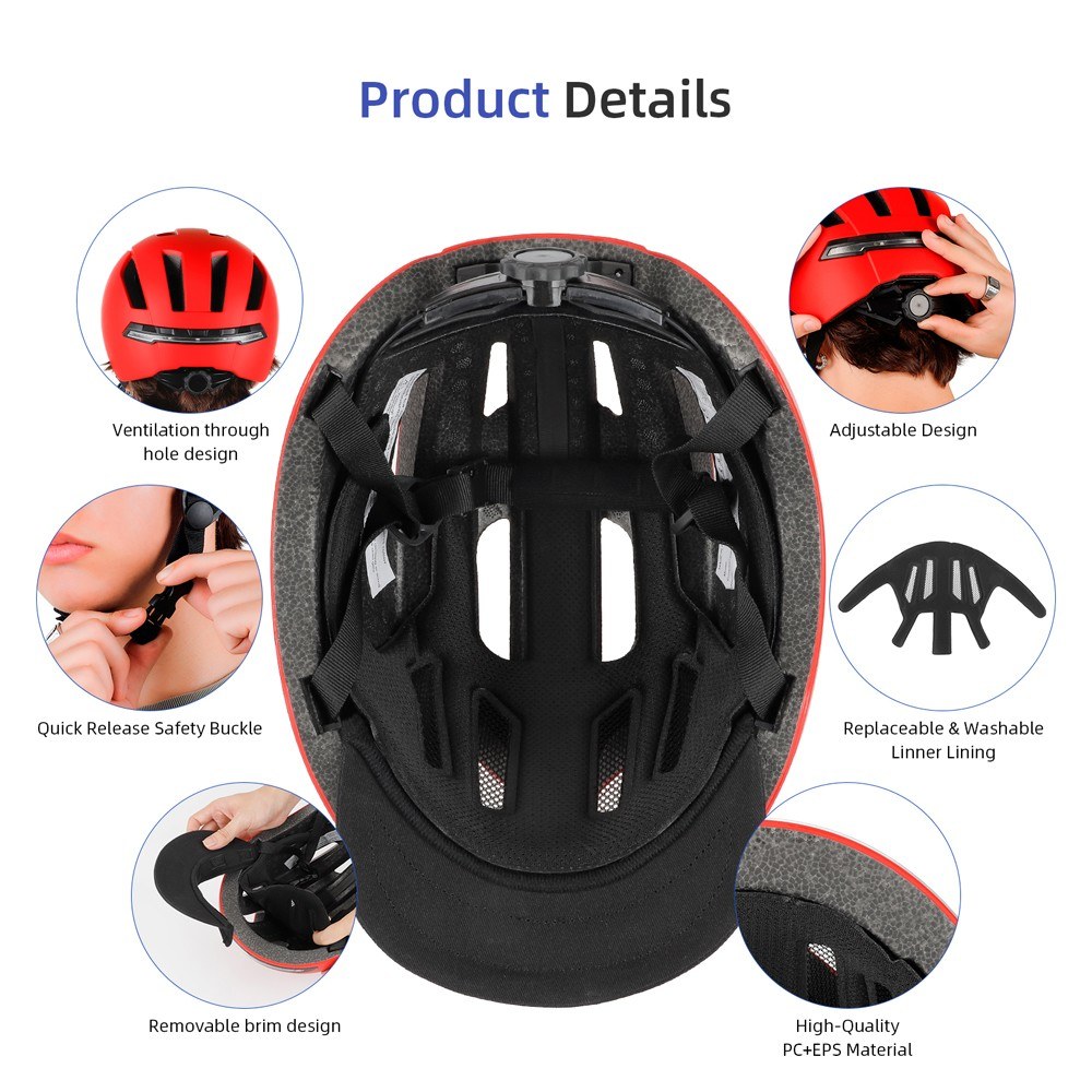 Waterproof Cycling Helmet with LED Turn Signal for Bikes and Scooters
