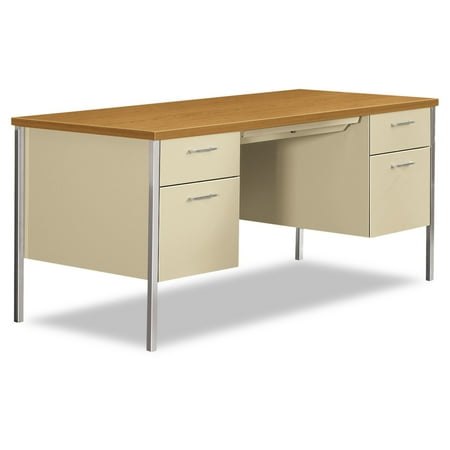 Hon Initiate Office - HON 34000 Series Double Pedestal Desk, 60w x 30d x 29 1/2h, Harvest/Putty