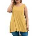 thumbnail image 2 of lmcalzta Plus Size Summer Tank Tops for Women Loose Fitting Crewneck Sleeveless Tops Hem Flowy Fashion Basic Tshirt, 2 of 5