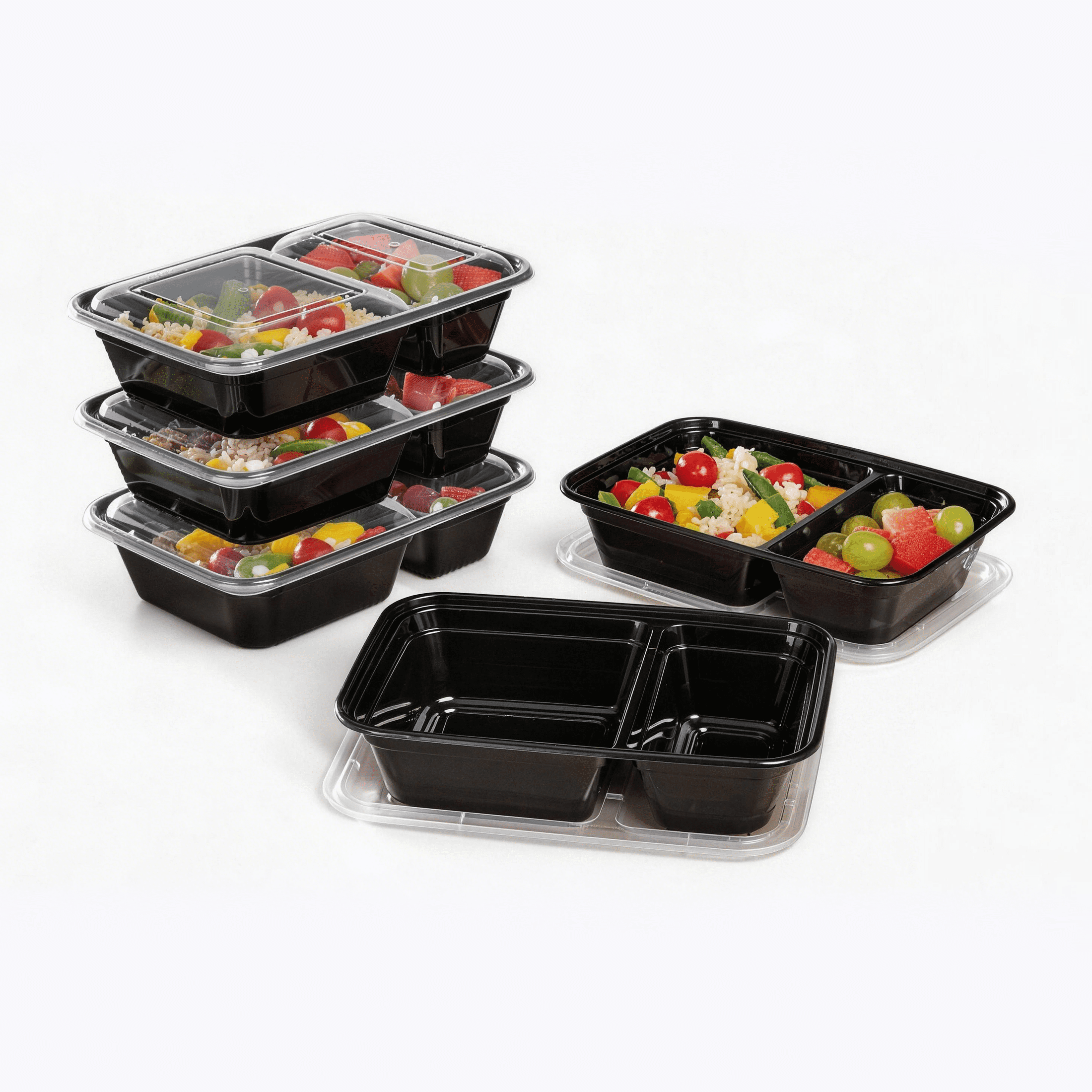 ブラック ストレージボックス 2コンパートメント Mainstays 10 Piece Food Storage Containers with 2 Compartments