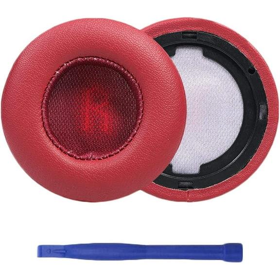 Adhiper Replacement earpads protein PU leather earpads repair parts Compatible with JBL E35 E45BT E45 headphones ear pads headset (Red)