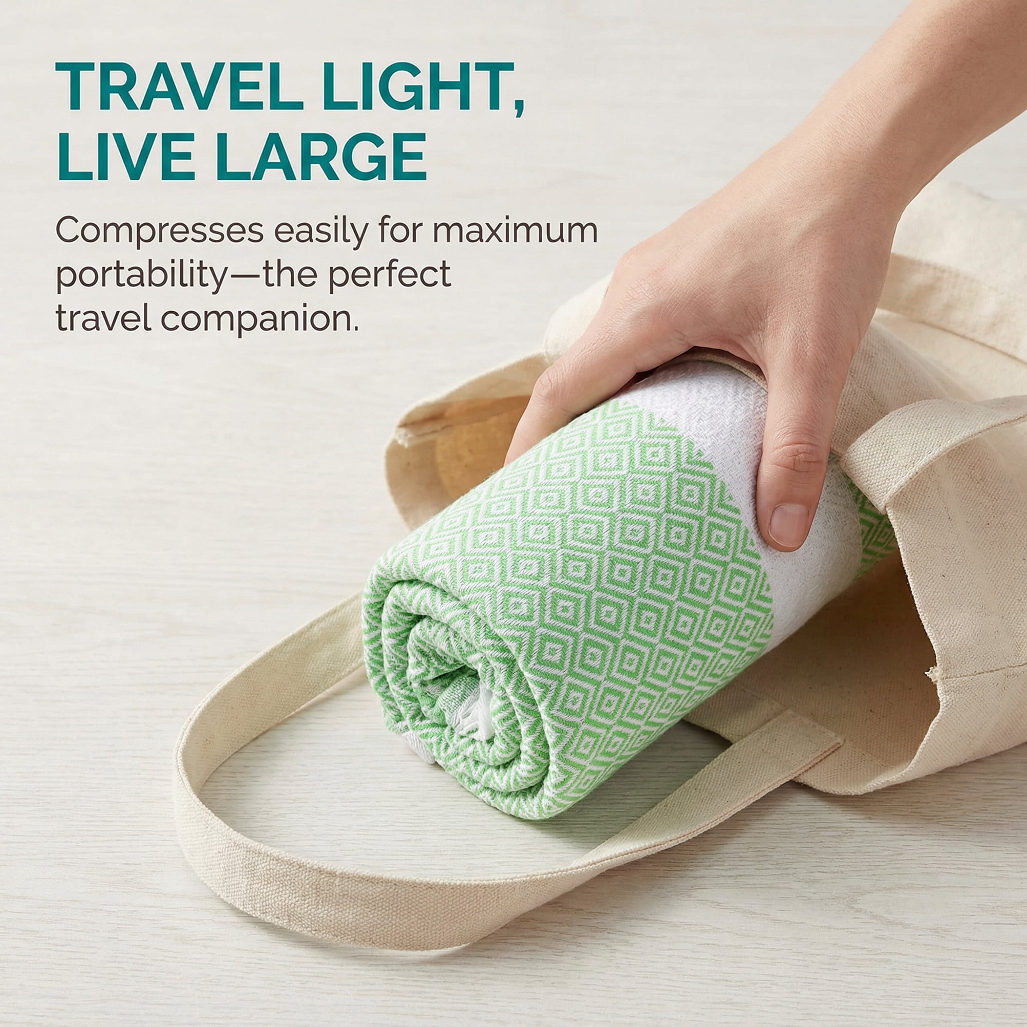 Unique Bargains Geometric Sandproof Quick Dry Turkish Beach Towel Green 71" x 40"