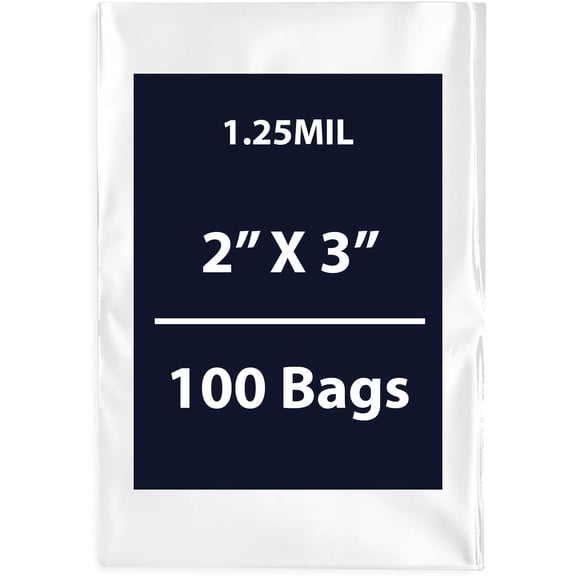 Multiple Sizes Clear Flat Poly Bags - 2"x3" & 100 Bags 1.25Mil Flat Open Top Plastic Packaging Packing | Flexible and Durable Plastic Bags | Low-Density Polyethylene (LDPE)