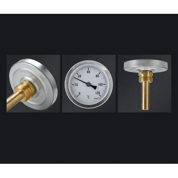 Metal Thermometer Hot Water Pipe Thermometer 0-120°C Heating 63Mm Dial Temp
