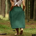 thumbnail image 5 of cocolona Womens Linen Skirts for Women Summer Casual Solid Color Elastic Waist Flowy Long Skirts Beach Vacation Midi Skirts with Pockets Green XL, 5 of 7