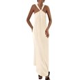 thumbnail image 1 of Vestido de verano PRETTYGARDEN 2025, holgado, con tiras, color albaricoque, 1 of 9