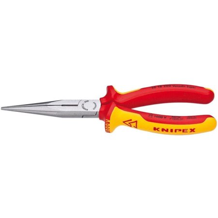 UPC: 0843221000509 | KNIPEX Tools – Long Nose Pliers With Cutter  1000V Insulated (2618200SBA) Yellow