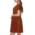 thumbnail image 2 of Naloa Orange Glitter Print Womens Summer A-Line Dress with Pockets,Short Sleeve Dresses,Flowy Beach Swing Dress for Vacation Travel, 2 of 6