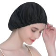 thumbnail image 3 of Paquete de 2 gorros de dormir de seda de morera para proteger el cabello y retener la humedad, gorro rosa para mujer., 3 of 5