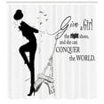 thumbnail image 3 of Ambesonne Teen Room Shower Curtain, Dancing Woman Words, 69"Wx84"L, Black White, 3 of 3