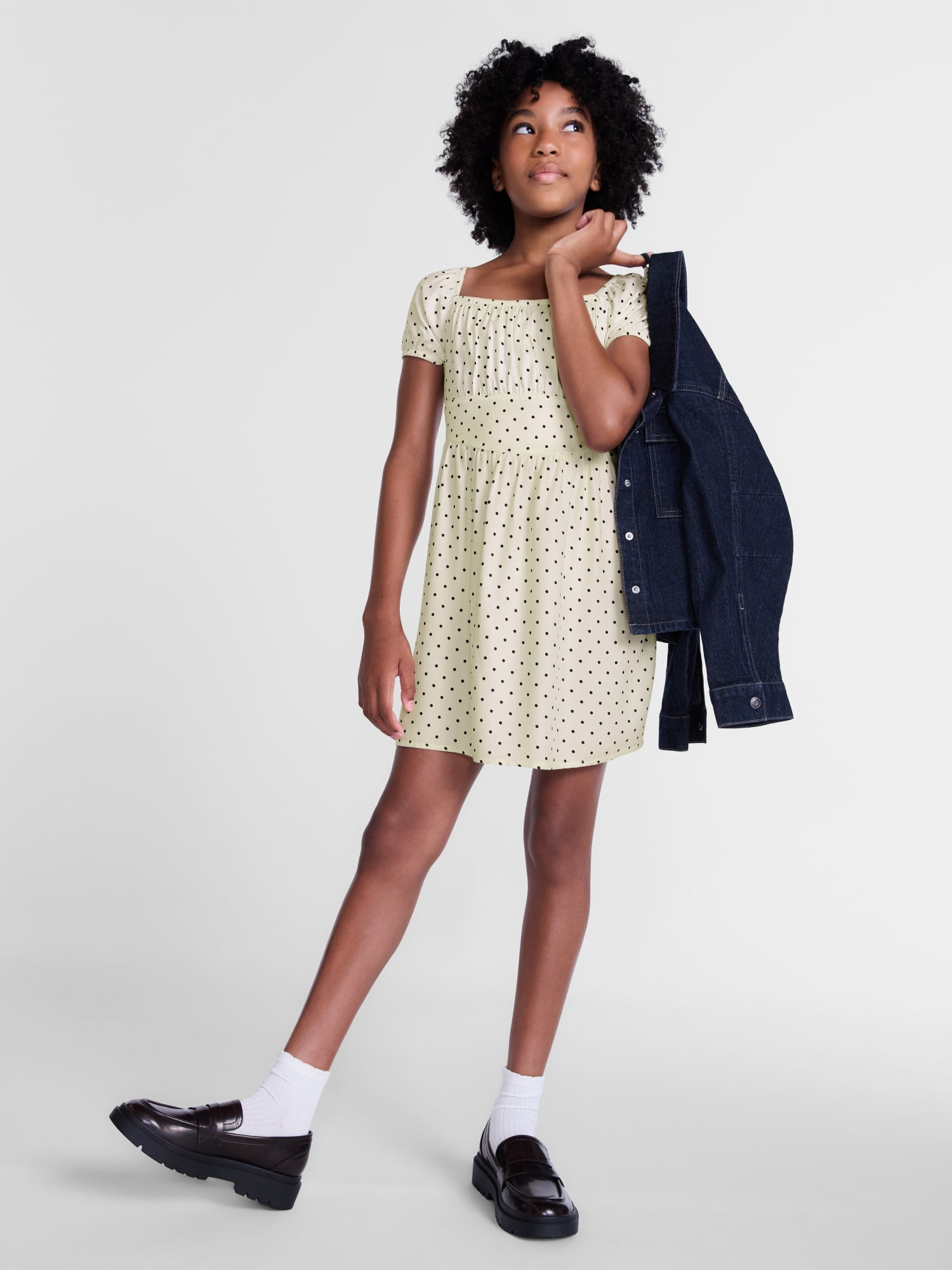 Weekend Academy Girls Square Neck Dress with Puff Sleeves, Sizes 4-18