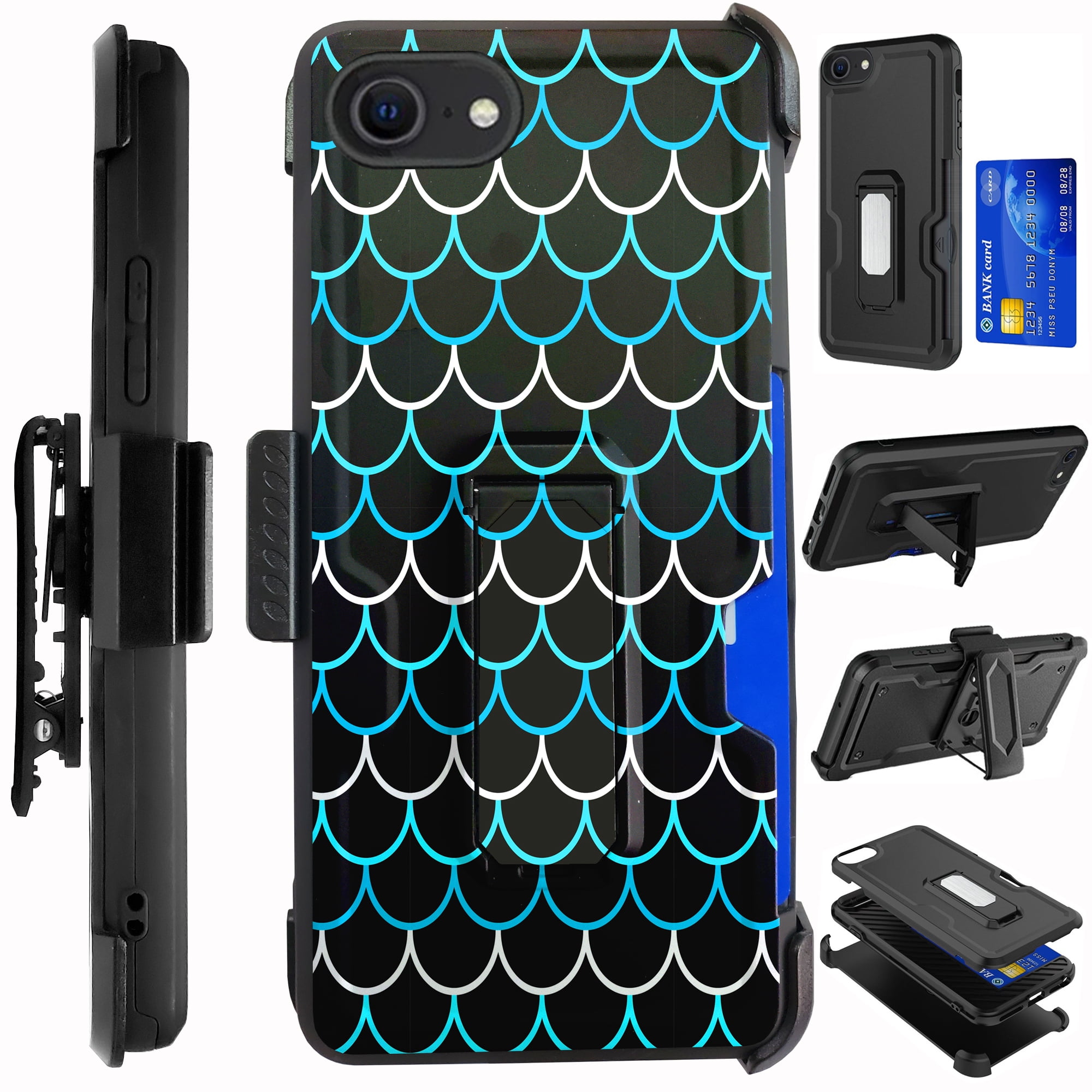 Compatible With Iphone Se 22 Iphone Se Hybrid Card Holster Phone Case Cover Mermaid Black Walmart Com