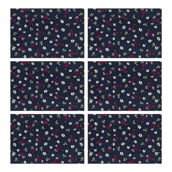 Pioneer Flower Floral Print Pattern Summer Placemats Table Placemats Set Of 6-Linen Kitchen Washable Placemats Table Mats 12x18 Inch Non-Slip Heat Resistant