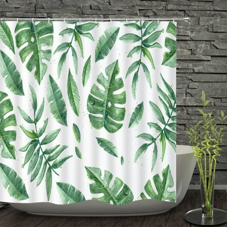 Shower Curtain Leaves Decorative Bath Curtains Waterproof