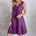 thumbnail image 2 of Purple Dresses for Women Fall Summer Sleeveless V Neck Spandex Midi Knee High Lounge High Waisted Plain Dresses Women 2025 Clothing Fashion Country Concert L, 2 of 8