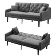 Velvet Futon Sofa Bed with 2 Pillows, Modern Sleeper Sofa Couch with 6