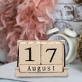 thumbnail image 3 of MasteelfCA Wooden Calendar Reusable Desktop Calendar Burned Effect Calendar Block for Office Home Beige, 3 of 8
