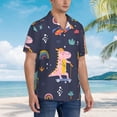 thumbnail image 5 of Easygdp Cartoon Dinosaur Scooter Sport Blue Men'S Summer Casual Short Sleeve,Short Sleeve Button-Down Shirt, Lapel Loose Breathable Hawaiian Short Sleeve - Large, 5 of 9