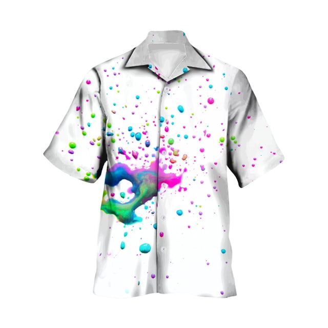 Camisas De CompresióN Para Hombre Hombres Casual Manga corta Primavera Verano Turndown Neck 3D Impreso Camisas Moda Top Blusa Camisas (White, L)
