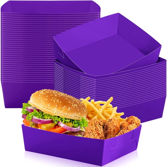 Bandeja para comida Uiifan Paper, 2,3 pulgadas, color morado, 50 unidades, capacidad de 2,27 kg