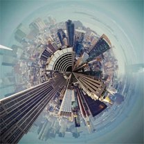 Giant Art 54x54 City Center I Fine Art Giant Canvas Print in Multi-Color