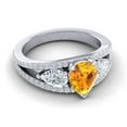thumbnail image 3 of Diamond-Capitals 2.00 Carat Round Cut Citrine Gemstone & Natural Diamond Luxurious Ring for Proposal Gift Solid 18K White Gold Size 9.5, 3 of 8