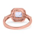 thumbnail image 3 of Rose Tone, Simulated Cubic Zirconia Size-5 Cushion Cut Engagement Ring Bezel Baguete Round 925 Sterling Silver, 3 of 7