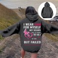 thumbnail image 2 of Cancer Awareness Ladies Long Sleeve Letter Print Hooded Pullover Sweatshirt for Everyday Comfort Support, 2 of 8