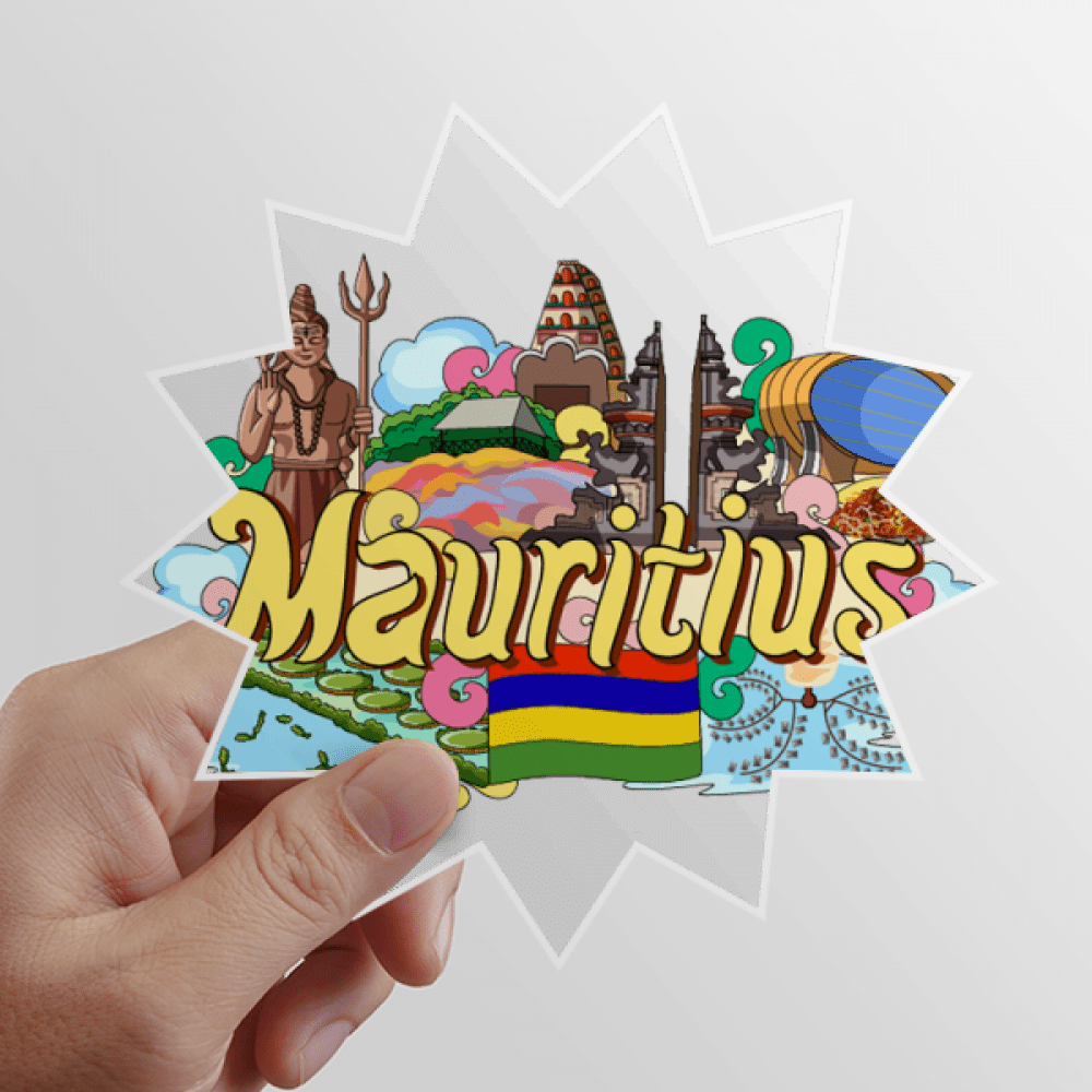 Seven Coloured Earth Mauritius Graffiti Sun Vinyl Sticker Luggage