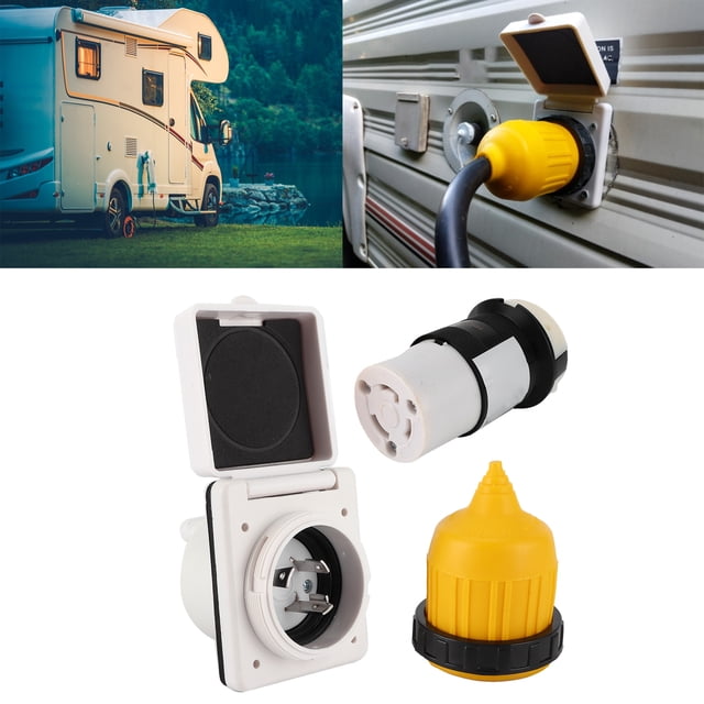Outdoor Marine Electrical Power Male Inlet Socket Box Kit, RV Trailer Marine Power Cord Power Inlet 30 AMP for Trailer for Most People