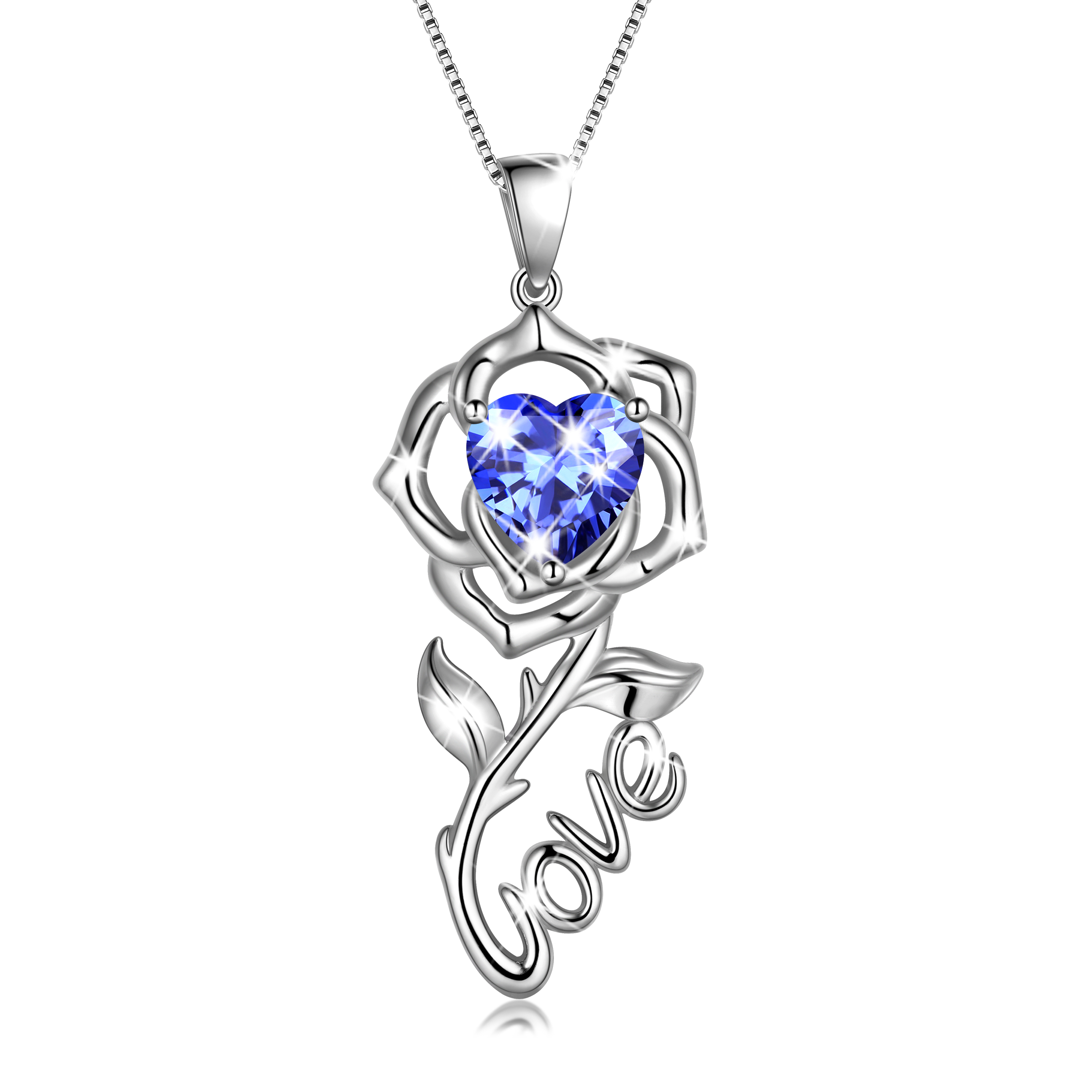 Beautlace Heart Love Necklace,925 Sterling Silver Enchanting Love Birthstone Heart Pendant Necklace Jewelry Birthday Christmas Mother's Day Gifts for Women Mom