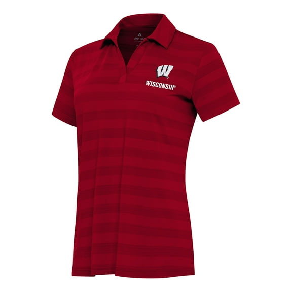 Women's Antigua Red Wisconsin Badgers Tunnel Polo
