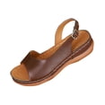 thumbnail image 2 of YgkuHd Women's Casual Wedge Sandals Open Toe Closed Toe Design with Buckle Strap at Back Thick Brown Sole Brown,9.5, 2 of 9