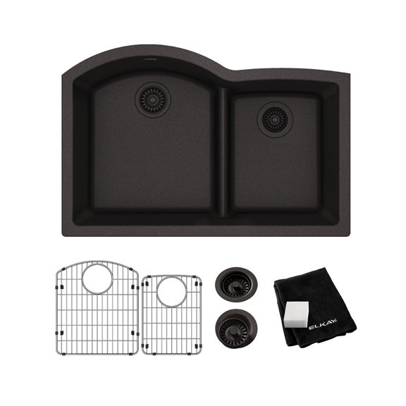 Elkay Elghu3322rc Quartz Classic 33" Undermount Double Basin Quartz Composite Kitchen Sink