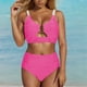 thumbnail image 2 of Conjunto de Bikini de Cintura Súper Alta para Mujeres con Cuello en V con Textura Ruched 2025 Traje de Baño de Playa de Verano, 2 of 7