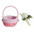 thumbnail image 1 of Cesta de mimbre tejida a mano con flores artificiales de rosas para novios y banquetes. Canasta Rosa Blanca Rosa, 1 of 9