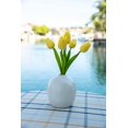 thumbnail image 3 of Flora Bunda Artificial Flowers Real Touch Yellow Tulips in 5 in H Ceramic Vase, 11.25 in H include. Matte White Vase, Potted Fake Tulips for Wedding Centerpiece Office Home Decorations (Vase Included), 3 of 3