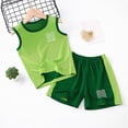thumbnail image 4 of NIEWTR Boys Tank Top and Shorts Set Cotton Pajamas for Boys Pjs Athletic Shorts Sleeveless Shirts Kids Sleepwear Loungewear Boys Pajamas(A01-Green,3-4 Years), 4 of 4