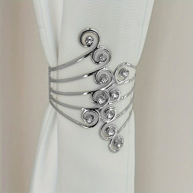 Gmogad 3.9in Metal Curtain Hook with Rhinestones Adjustable Spring Clip for Drapes Window Treatment Decorative Living Room Bedroom Decor