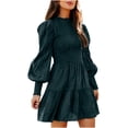 thumbnail image 1 of DPTALR Casual Femmes Solide Pull Manches Longues O-Cou Robe de Princesse Élastique, 1 of 9