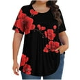 thumbnail image 2 of Njagoc3 Womens Plus Size Black & Red Floral Top, Short Sleeve, Loose Fit, Casual Summer & Spring Top, 2 of 6